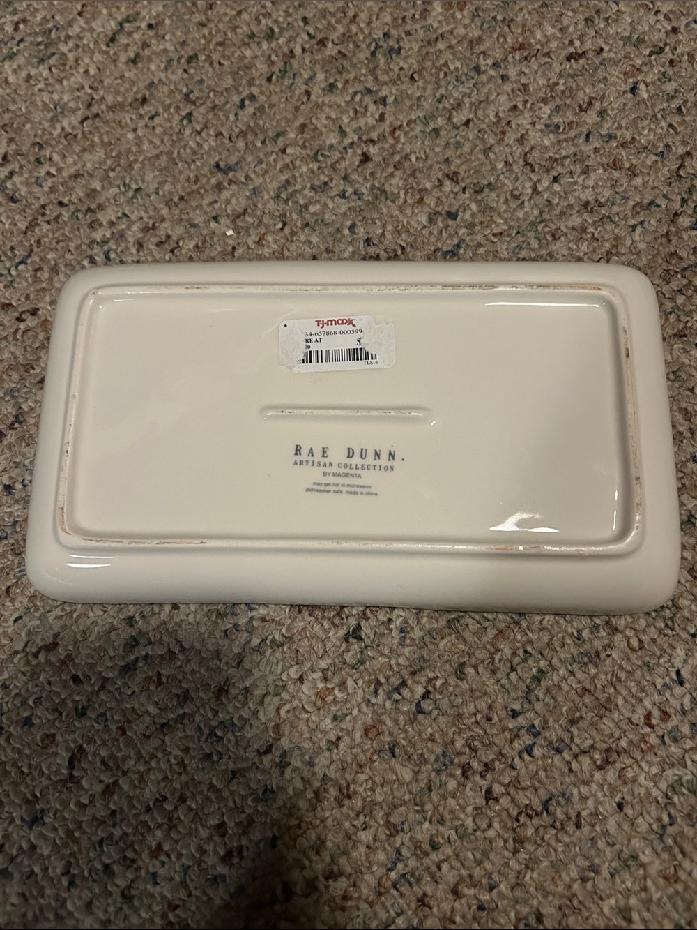 Rae Dunn Cream Ceramic Rectangular Tray - Picture 2 of 2